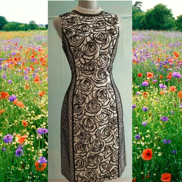 *$4990 NWT OSCAR DE LA RENTA SILK BEAD EMBR. WHT BLACK RUNWAY DRESS US 12 - Picture 7 of 8